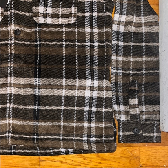 Magaschoni Men's Plaid Shirt Jacket - Black and Brown - Picture 5 of 10